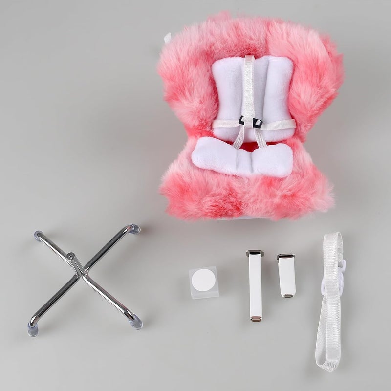 Walant Doll Car Seat Compatible with Labubu, Chair for 10-17cm Dolls - Adjustable Safety Strap, Air Vent Clip & Desktop Stand, Soft Cushion, Cute Car Ornament Gift for Collectors & Fans (Red Ombre) - Image 3